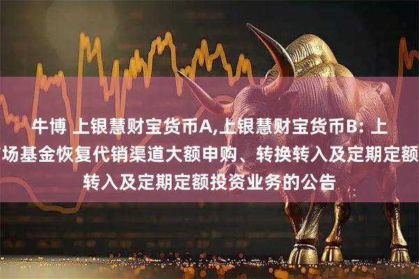 牛博 上银慧财宝货币A,上银慧财宝货币B: 上银慧财宝货币市场基金恢复代销渠道大额申购、转换转入及定期定额投资业务的公告